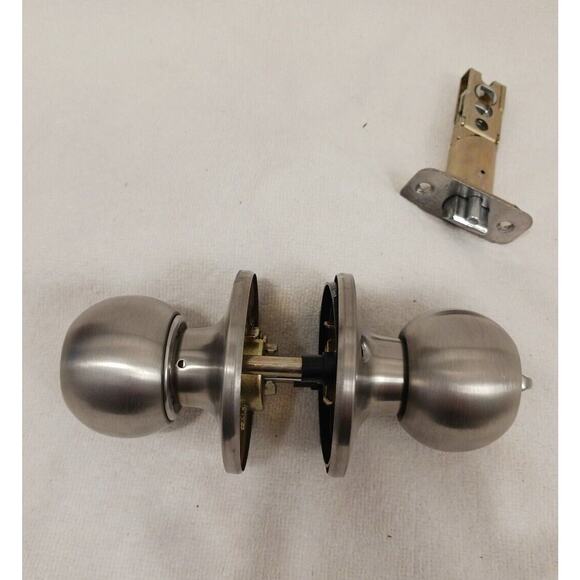 DEFIANT Door KNOB KEY Inside Bedroom Bathroom Turn BUTTON Silver SATIN Finish - Picture 6 of 10